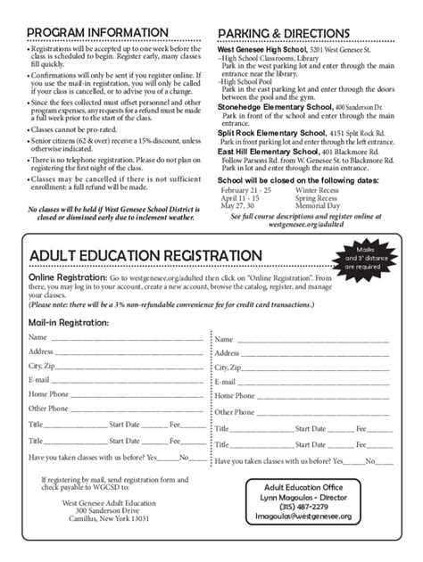 Fillable Online Adult Ed Printable Registration Form Indd Fax Email