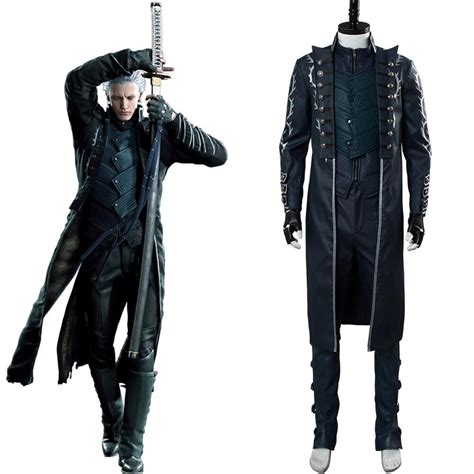 Vergil Costume Devil May Cry Cosplay Costumes Windbreaker Full Set