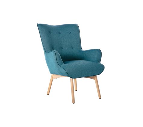 Fauteuil Avec Repose Pieds Scandinave En Tissu Bleu Canard Et Bois