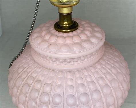 Frosted Pink Glass Hobnail Lamp Vintage Lamp Bedside Lamp Small Lamp Nightstand Lamp Etsy