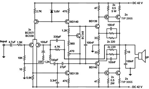 W Audio Amplifier Circuit Diagram