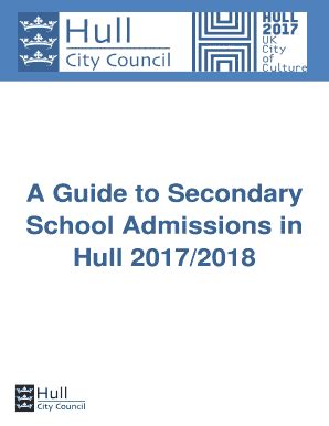 Fillable Online Hullcc Gov A Guide To Secondary School Admissions In