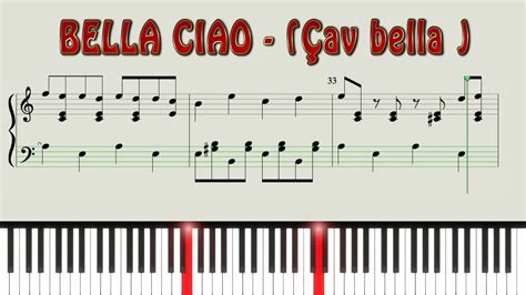 Bella Ciao Çav Bella Easy Piano Tutorial Youtube