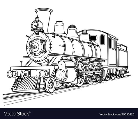 Steam locomotive hand drawn sketch Royalty Free Vector Image