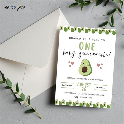 Avocado Birthday Invitation Template, Avocado First Birthday Invitation ...