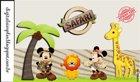 Kit Personalizados Tema Safari Do Mickey E Da Minnie Para Imprimir