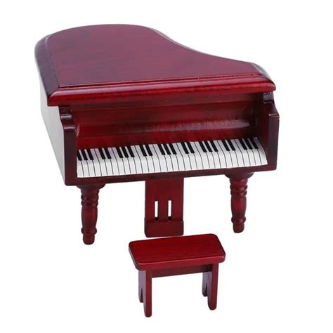 Akozon Dollhouse Grand Piano Mini Piano Queue En Bois De Simulation