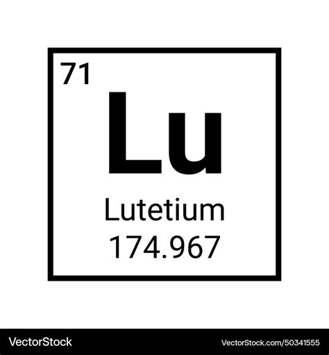 Lutetium periodic table element chemistry symbol Vector Image