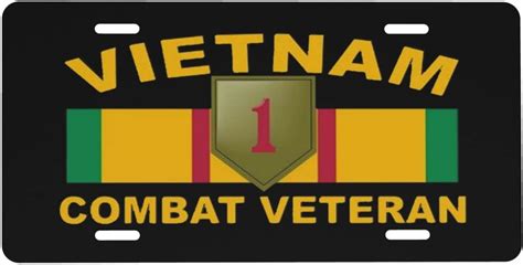 1st Infantry Division Vietnam Combat Veteran License Plates Decor Car Front Metal