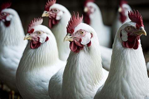 Frangos De Corte Brancos Em Uma Comunidade Em Uma Pequena Fazenda De