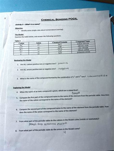 Chemical Bonding Pogil Activity 3 Answer Key