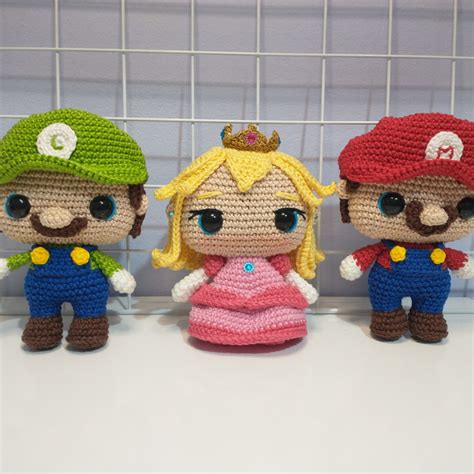 Trio Mario Luigi E Princesa Peach Amigurumi Croche Elo7