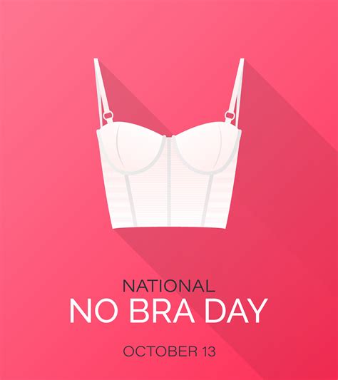 National No Bra Day Vector Web Banner Poster Cover White Bustier