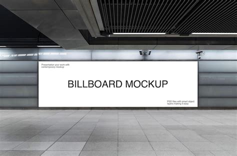 Premium Psd Billboard Mockup On Wall At Subway Station