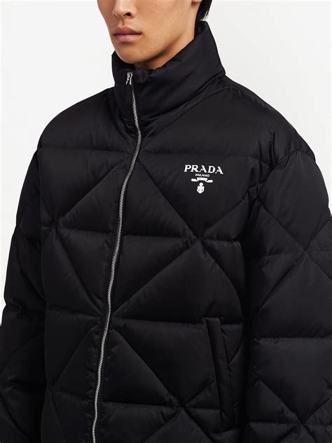 Prada Daunenjacke Aus Re Nylon Schwarz Farfetch De