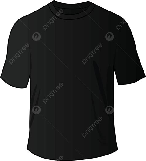 Black Front Tee Shirt Template Clothing Isolated Vector Template