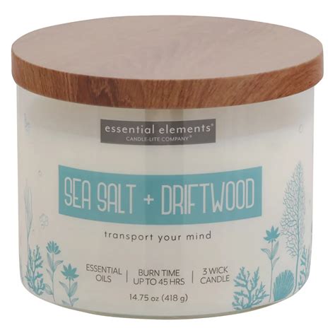 Candle Lite Essential Elements Sea Salt And Driftwood Candle Shop