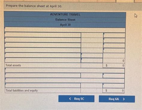 Solved Prepare The Balance Sheet At April Prepare A Chegg