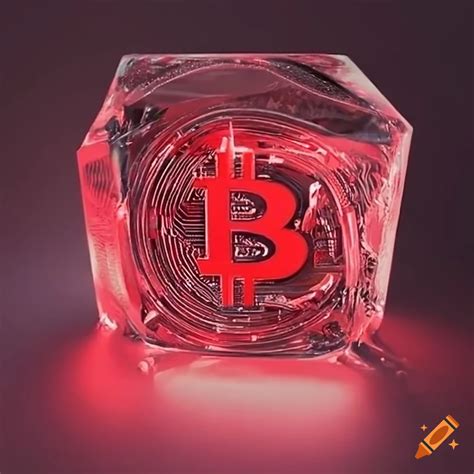 Red Glass Bitcoin In A Steamy Glass Cube On Craiyon