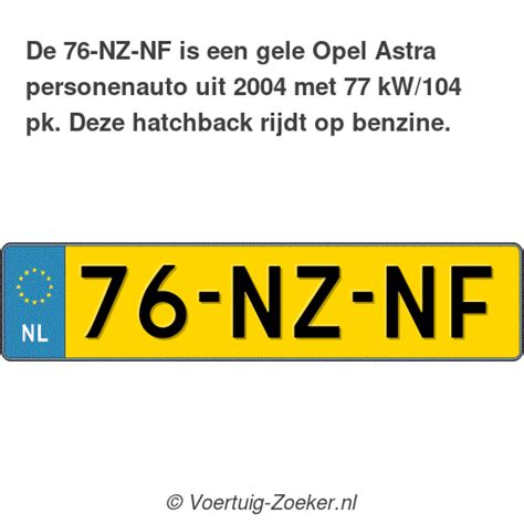 Kenteken 76 NZ NF Opel Astra Auto 76NZNF Voertuig Zoeker Nl