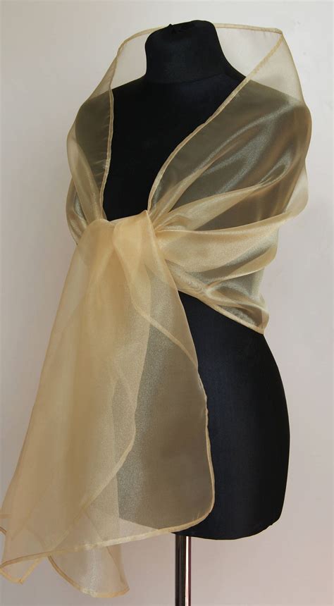 Organza Light Golden Gold Color Wrap Shawl Bolero Winter Etsy