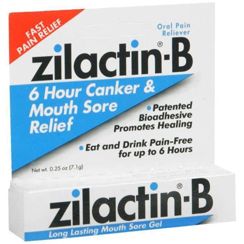 Zilactin B Oral Pain Reliever Long Lasting Mouth Sore Gel 025 Oz