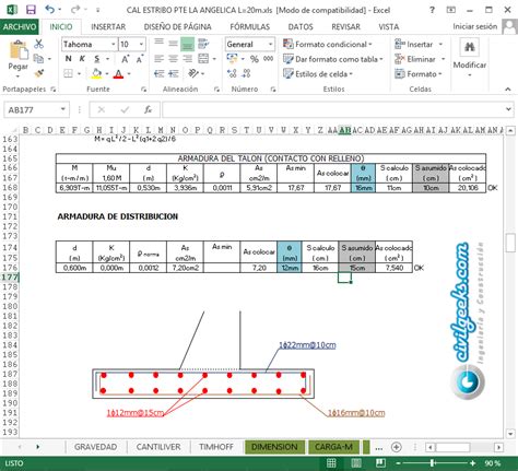 Hoja Excel Para Calculo De Muros De Gravedad Estribo Para Un Puente De L20m