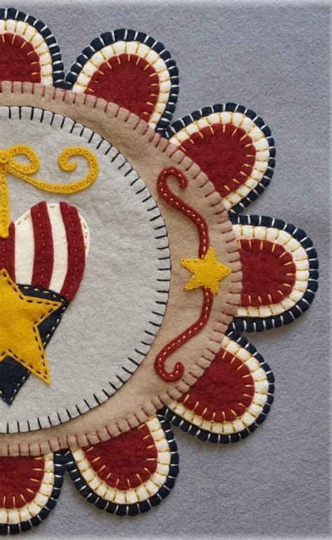 LIBERTY Wool Applique Kit Wool Applique Penny Rug Kit Candle Etsy