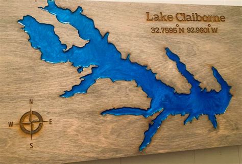 Lake Claiborne Louisiana Epoxy Map - Etsy