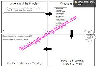 thinking  teaching math problem solving freebie mega post