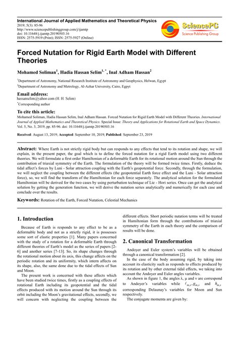 forced nutation  rigid earth model   theories
