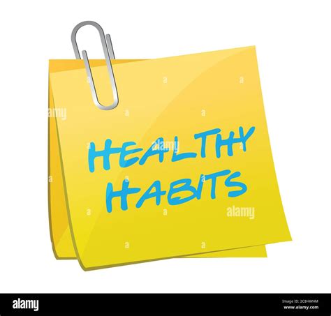 Healthy Habits Memo Post Sign Concept Illustration Design Over White