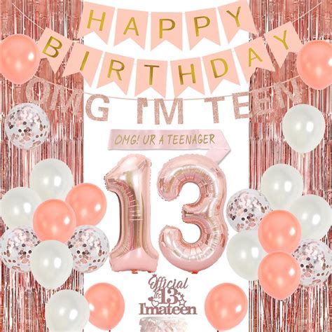 13th Birthday Decorations For Girls Rose Gold 13th Birthday Balloons Decorations Omg Ur A