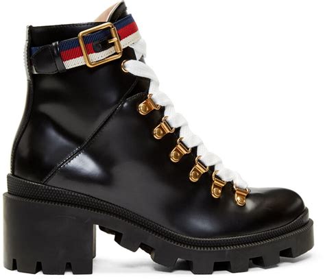 Gucci Black Leather Sylvie Boots Shopstyle