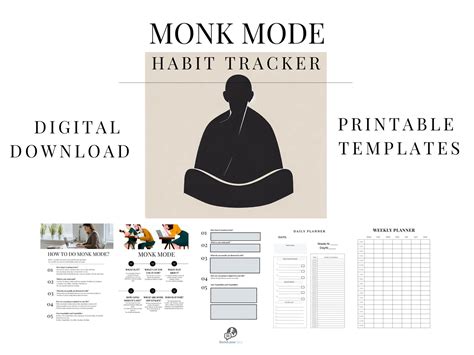 Monk Mode Habit Tracker Guide And Printable Productivity Etsy