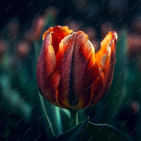 Premium Photo | A red and orange tulip with the word tulip on it.