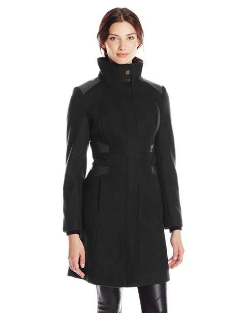 Via Spiga Womens Funnel Neck Wool Coat Amazon Exclusive Black 4