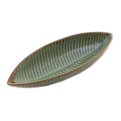 UNICEF Market Ceramic Banana Leaf Bowl From Indonesia Leaf Bowl