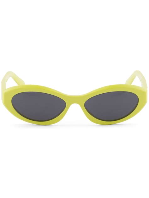 Prada Eyewear Symbole Oval Frame Sunglasses Yellow Farfetch Uk