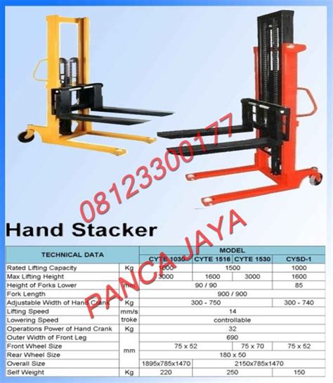 Jual Hand Stacker Hand Lift Ton Cyte Meter Alat Angkat Barang