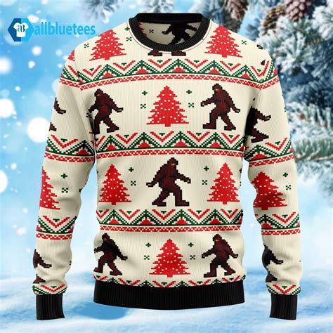 Bigfoot Ugly Christmas Sweater Allbluetees