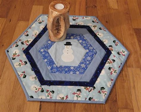 Quilted Table Topper Snowman Table Topper Christmas Decor Winter