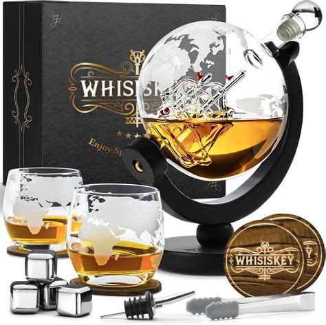 Whisiskey Decanter Per Whisky Mappamondo Ml Regalo Uomo