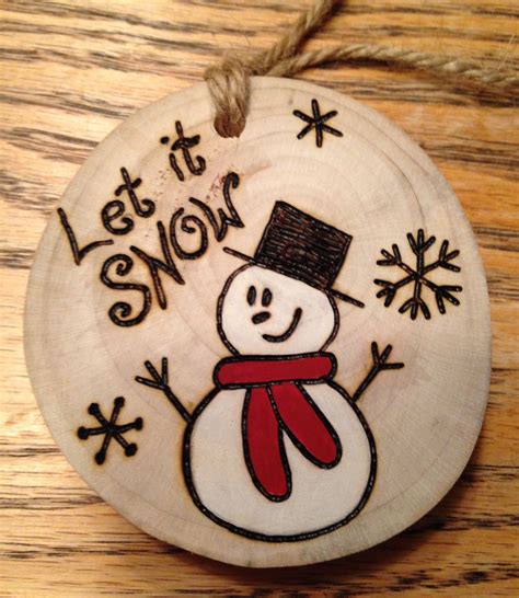 Rustic LET IT SNOW hand painted wood burned Christmas ornament ...