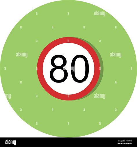 Illustration Speed Limit 80 Icon Stock Photo Alamy