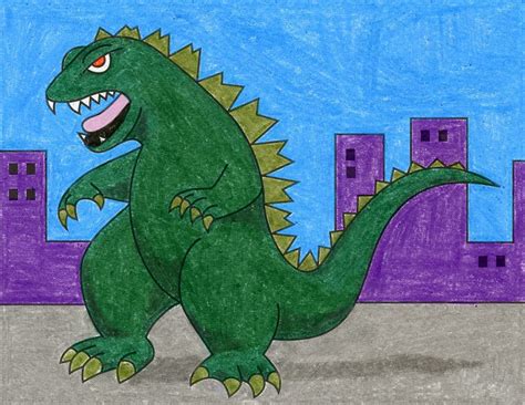 how to draw godzilla for kids
