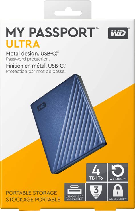 Wd My Passport Ultra 4tb External Usb 3 0 Portable Hard Drive Blue