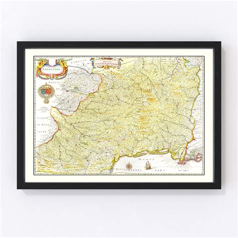 Languedoc Map 1665 Old Map of Languedoc France Art Vintage - Etsy | Map ...