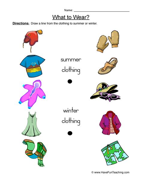 Seasonal Clothing Worksheet By Teach Simple