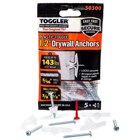 Toggler Toggle Tb Residential Drywall Anchor With Screws Polypropylene